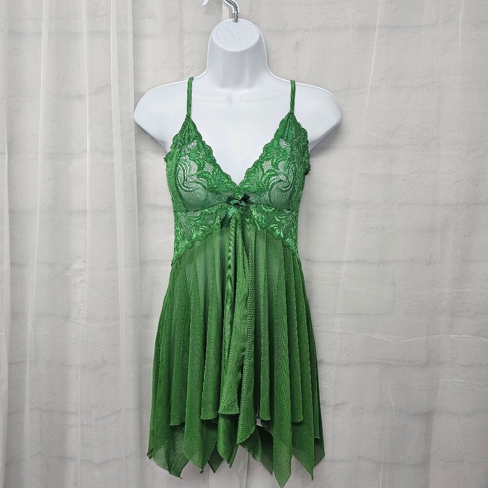 Green Lace Mesh Tank Y2K Babydoll Sheer Cami Intimate Festival Fairy S